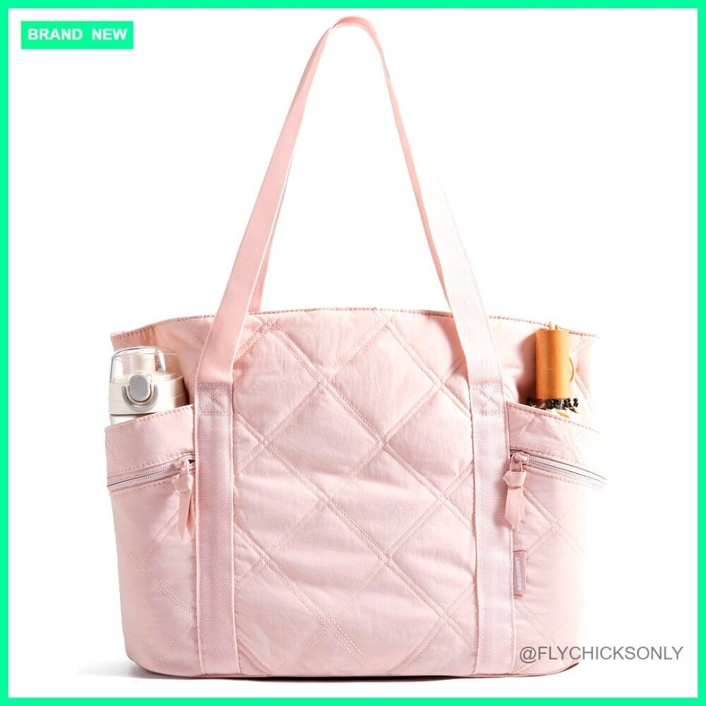 20L Puffer Tote Bag with Zipper, 8 Pockets, Work Travel Gym Essential